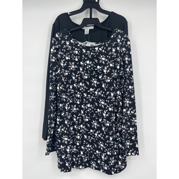 Emma's Expressions Maternity 2 Pack Long Sleeve Black Floral Shirts Tops NEW Sm - Picture 8 of 9